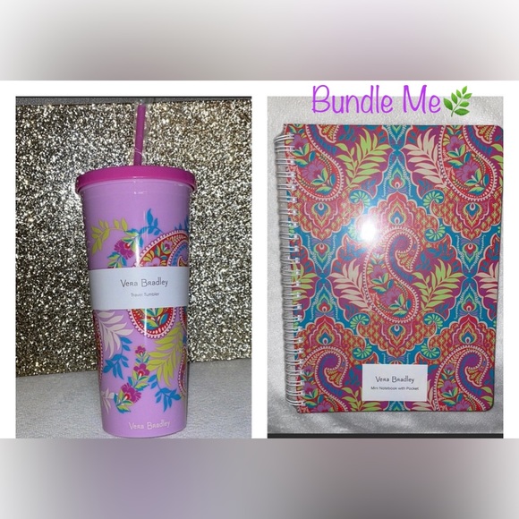 New! Vera Bradley Mini Notebook W/Pocket Paisley in Paradise💙🧡160 pages🍃 - Picture 10 of 14